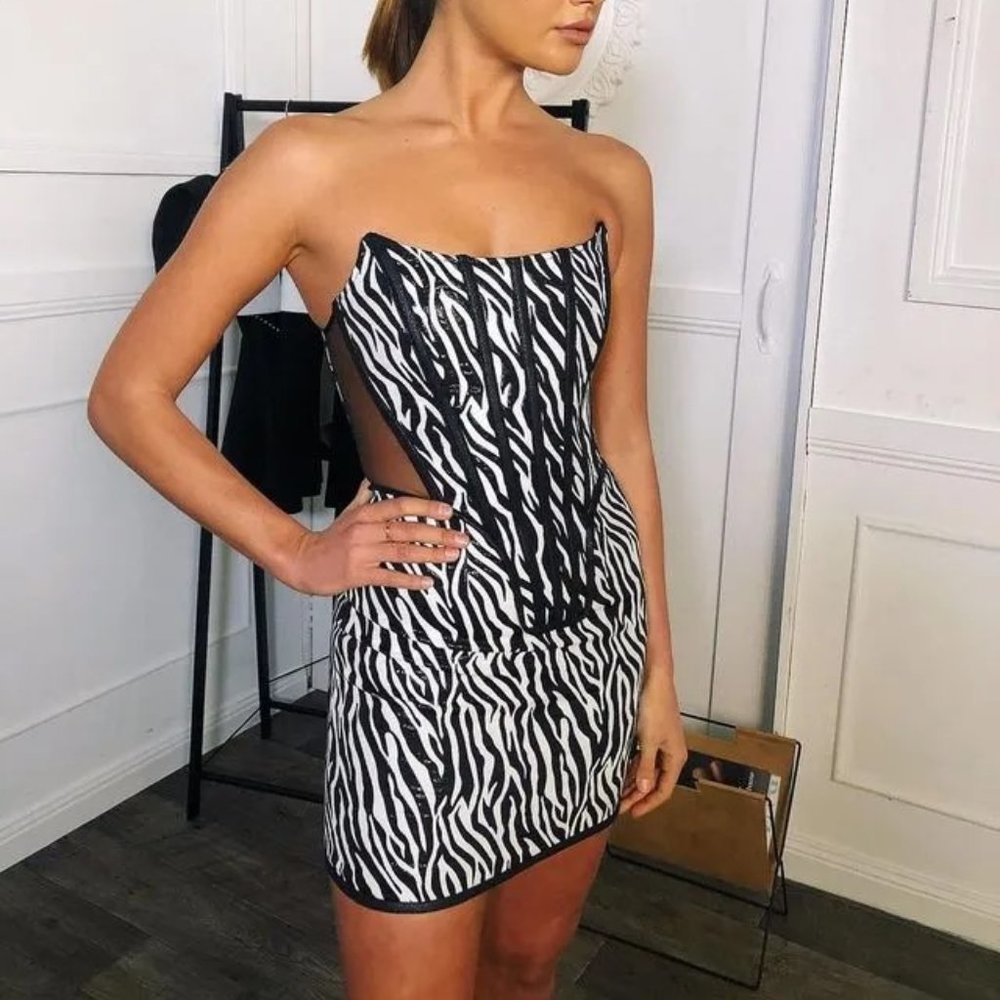 Zebra Maya Koba Corset Bandage Dress